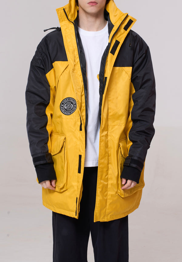 "THE DUKE" Contrasted Patch Down Coat (Mustard)