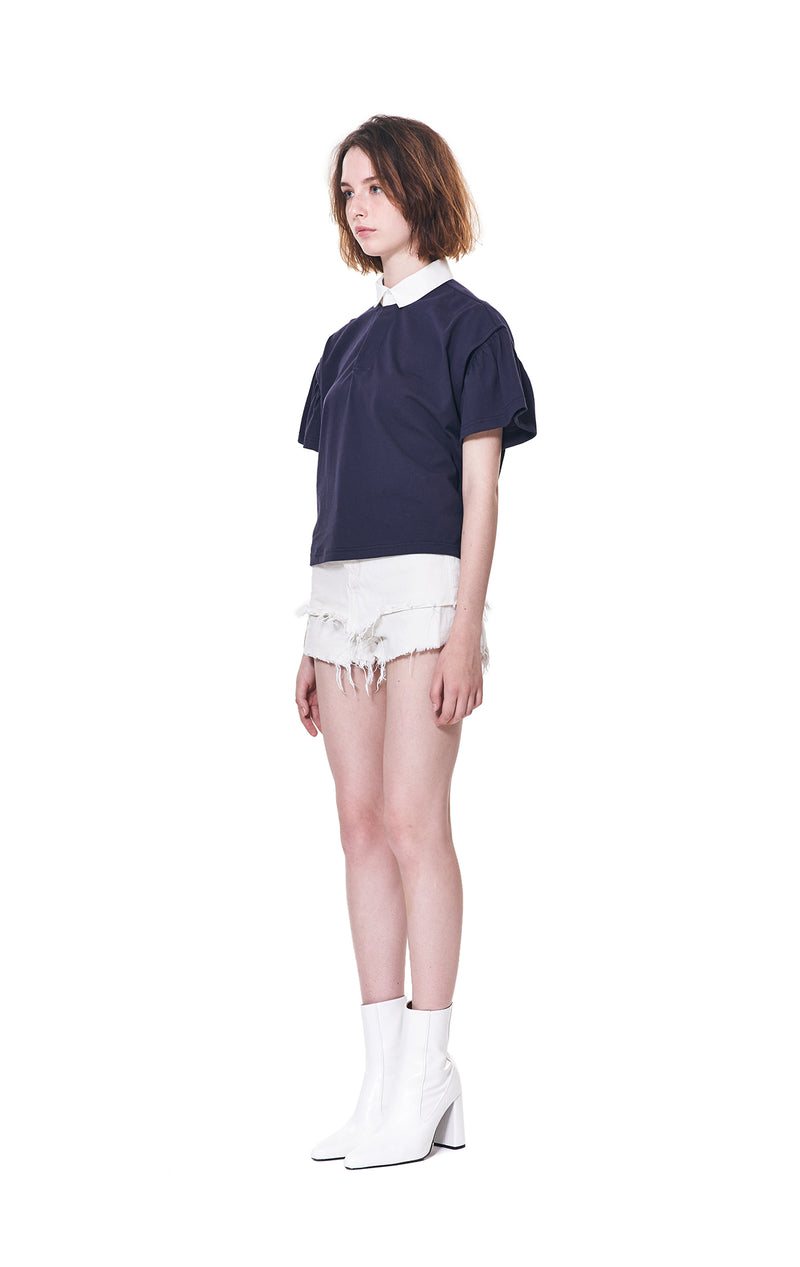 Draw-cord Crop Polo-Shirt