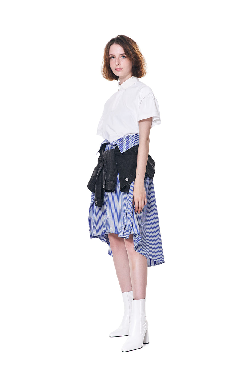 Draw-cord Crop Polo-Shirt