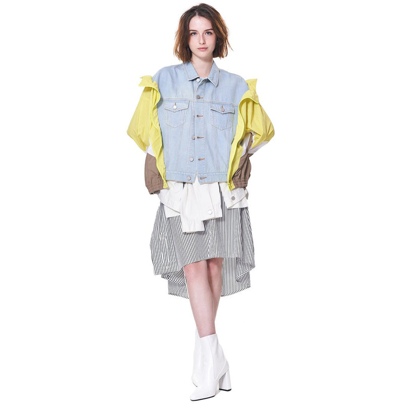 Colour-Blocked Shell Denim Jacket