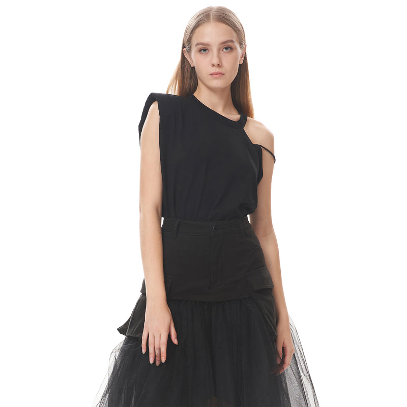 Asymmetric Shoulder Padded Top