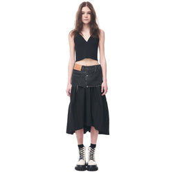 Twisted Denim and Nylon Skirt