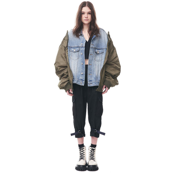 Contrast Denim Bomber Jacket