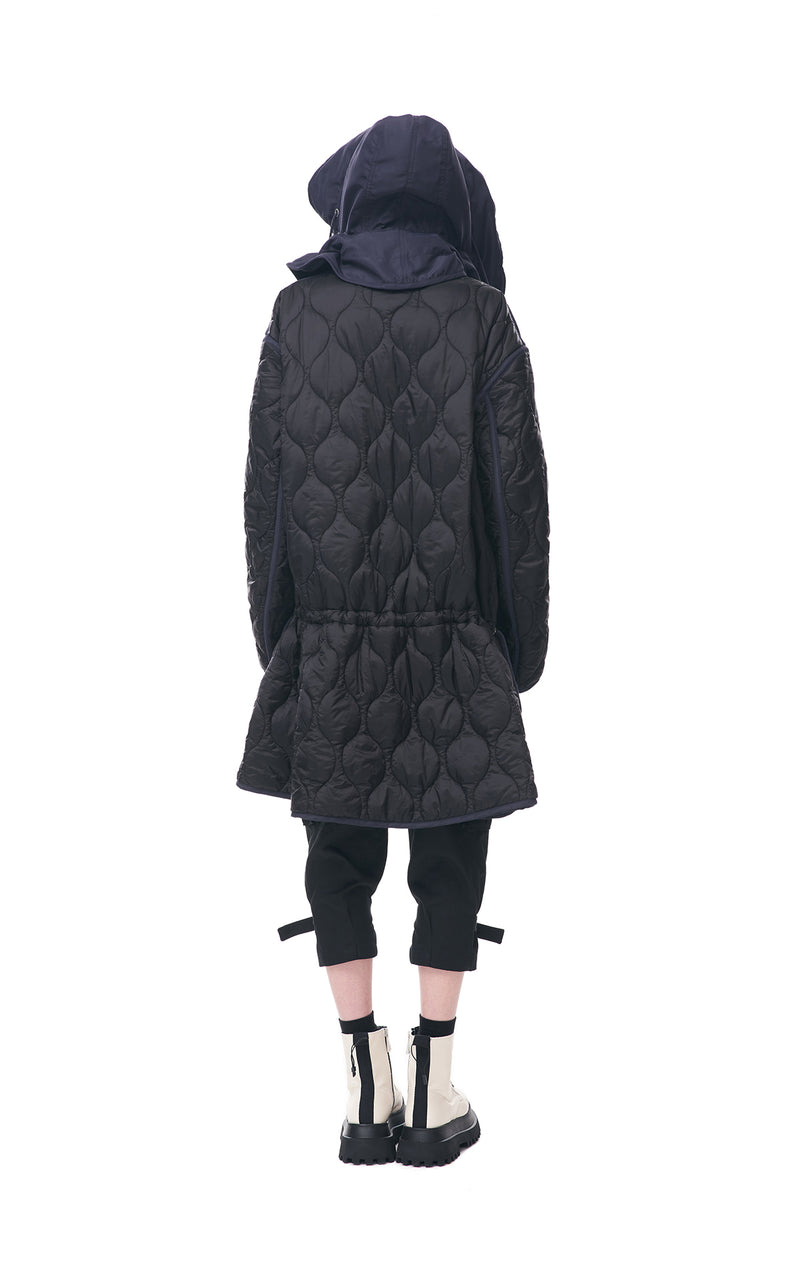 Long Parka Jacket with Quilted Back