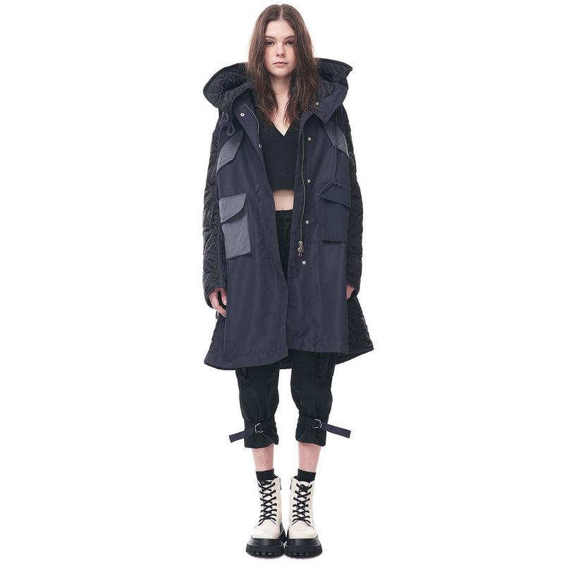 Long Parka Jacket with Quilted Back