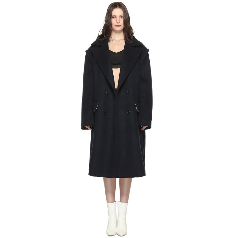 Double-Breasted Wool Long Coat