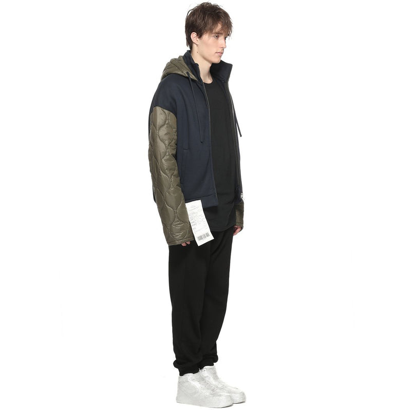 Contrasted Quilted Zip Up Hoodie